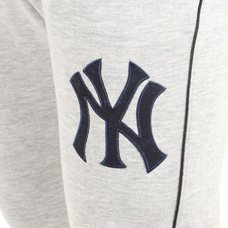 Majestic Athletic - Pantalon Jogging Fleece Piping New York Yankees Gris Chiné