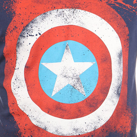 Captain America - Tee Shirt Logo Bleu Marine