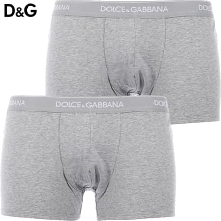 Dolce & Gabbana - Lot De 2 Boxers Stretch Cotton Gris Chiné