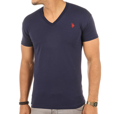 US Polo ASSN - Tee Shirt Basic V-Neck Bleu Marine