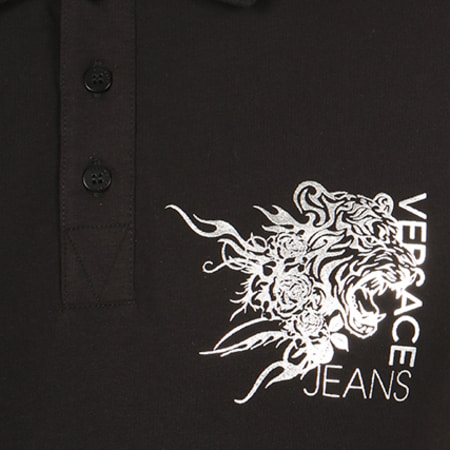 Versace Jeans Couture - Polo Manches Courtes Flash Wave Noir Argent