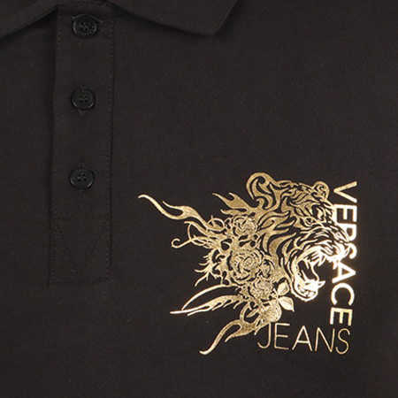 Versace Jeans Couture - Polo Manches Courtes Flash Wave Noir Or