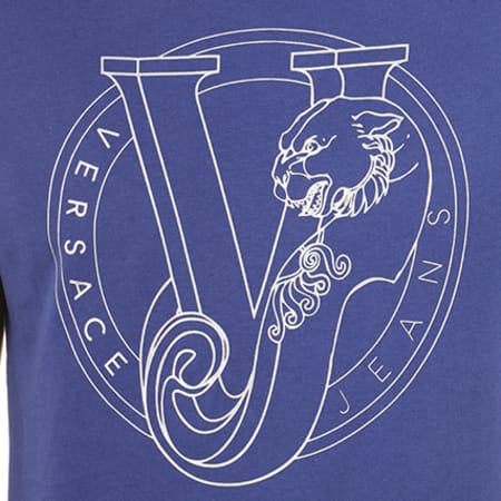 Versace Jeans Couture - Tee Shirt Flash Print Round Bleu Argent
