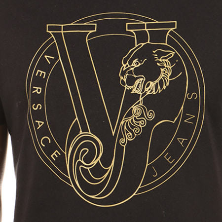 Versace Jeans Couture - Tee Shirt Flash Print Round Noir Or
