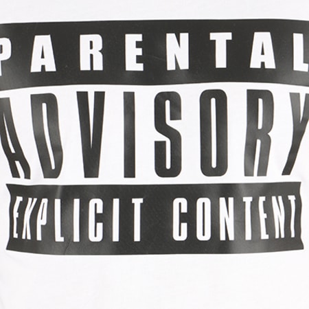 Parental Advisory - Tee Shirt Manches Longues Raglan Classic Logo Blanc Noir