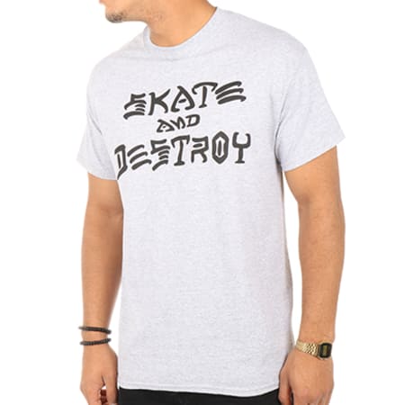 Thrasher - Tee Shirt Skate And Destroy Gris Chiné
