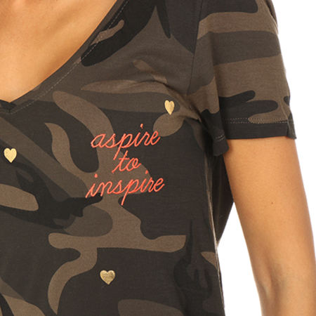 Only - Tee shirt Femme Isabel Vert Kaki Camouflage 
