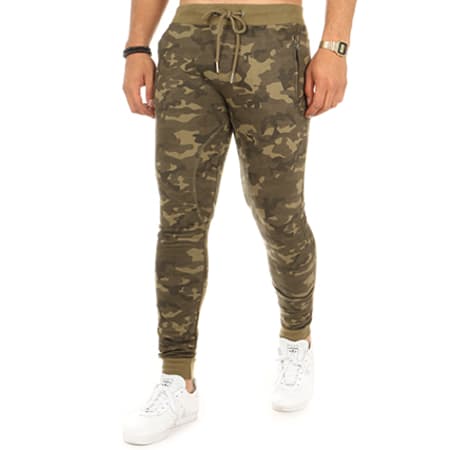 The Fresh Brand - Pantalon Jogging WGJF011 Vert Kaki Camouflage 