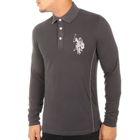 US Polo ASSN - Polo Manches Longues Number 3 Gris Anthracite