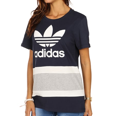 Adidas Originals - Tee Shirt Femme BF Trefoil BS4366 Bleu Marine Gris Chiné