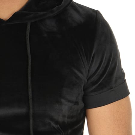 Aarhon - Tee Shirt Capuche Oversize Velours 3-17-652 Noir 