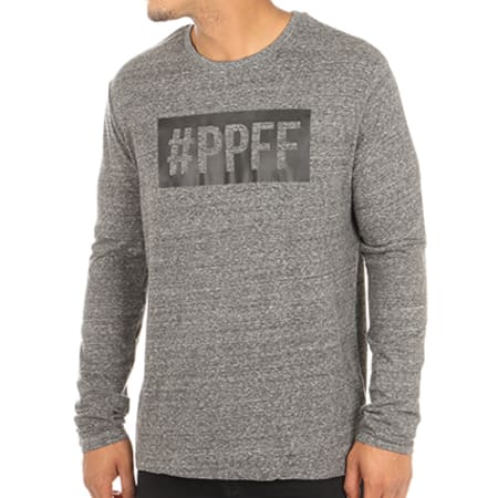 Jarod - Tee Shirt Manches Longues PPFF Gris Anthracite Chiné