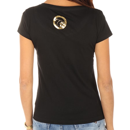 OhMonDieuSalva - Tee Shirt Femme Abat La Hess Noir Logo Doré