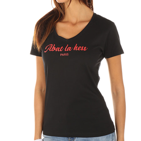 OhMonDieuSalva - Tee Shirt Femme Abat La Hess Noir Logo Rouge