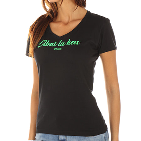 OhMonDieuSalva - Tee Shirt Femme Abat La Hess Noir Logo Vert
