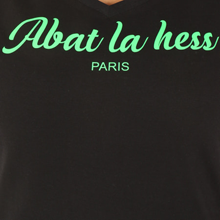 OhMonDieuSalva - Tee Shirt Femme Abat La Hess Noir Logo Vert