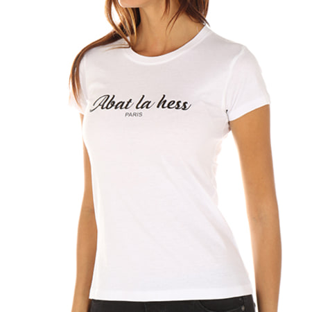 OhMonDieuSalva - Tee Shirt Femme Abat La Hess Blanc Logo Noir