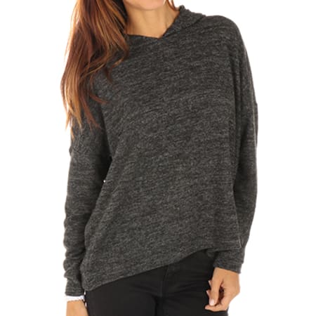 Only - Pull Capuche Femme Ida Gris Anthracite Chiné