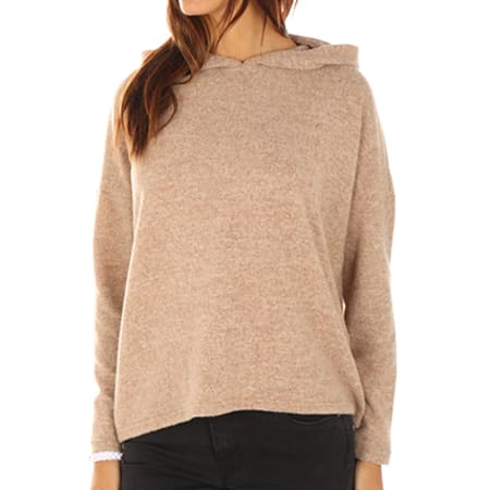 Only - Pull Capuche Femme Ida Marron Clair Chiné