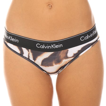 Calvin Klein - Culotte Bikini Beige Noir
