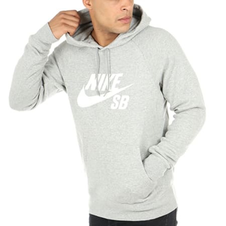 Nike - Sweat Capuche SB Icon 846886 063 Gris Chiné 