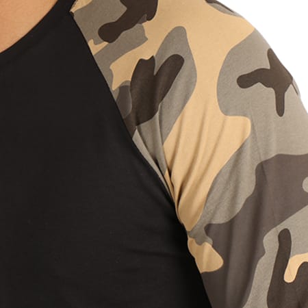 LBO - Tee Shirt Manches Longues Raglan 338 Noir Manches Camouflage