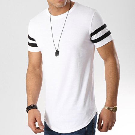 LBO - Tee Shirt Oversize Avec Bandes Noires 350 Blanc