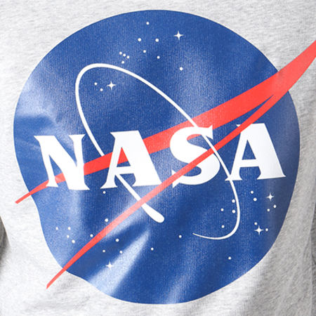 NASA - Sudadera con cuello redondo delantero Insignia Gris jaspeado