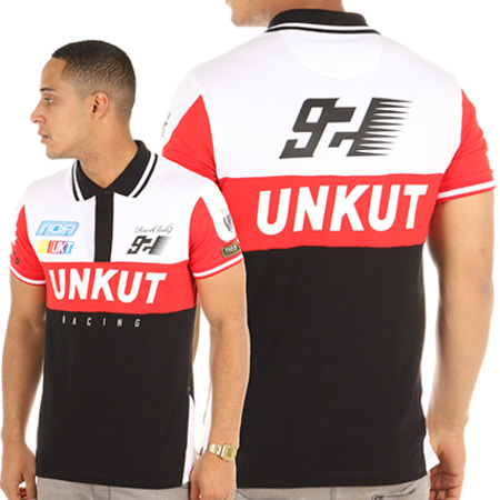Unkut - Polo Manches Courtes Avec Patchs Brodés Sprint Noir Blanc Rouge