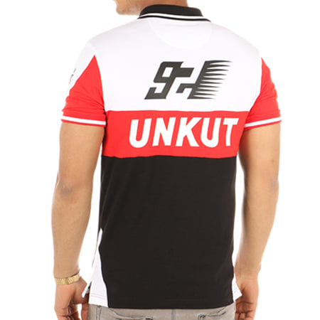 Unkut - Polo Manches Courtes Avec Patchs Brodés Sprint Noir Blanc Rouge