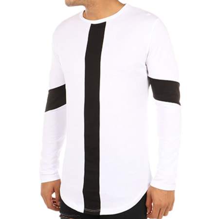 Frilivin - Tee Shirt Manches Longues Oversize Avec Bandes 6679 Blanc
