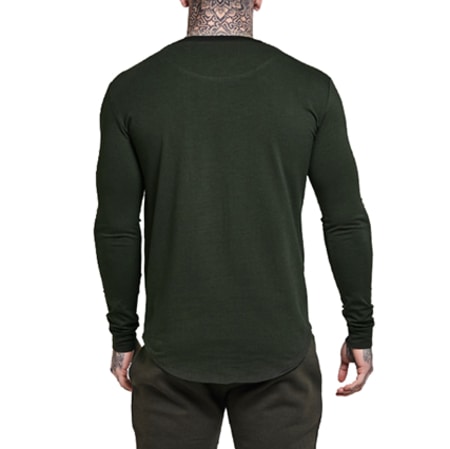 SikSilk - Tee Shirt Manches Longues Oversize Curved Vert Kaki