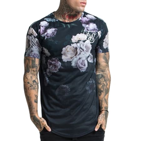 SikSilk - Tee Shirt Oversize Garden Fade Noir Floral