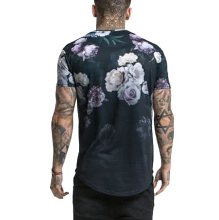SikSilk - Tee Shirt Oversize Garden Fade Noir Floral