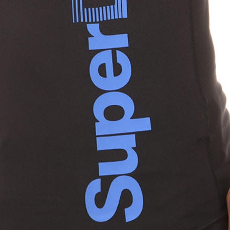 Superdry - Tee Shirt De Sport Gym Base Logo Runner Noir Bleu Roi