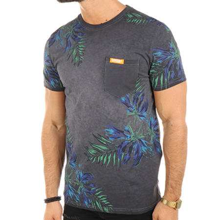 Superdry - Tee Shirt Poche California Gris Anthracite Floral