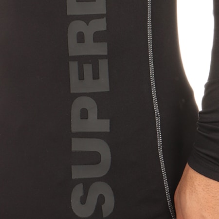 Superdry - Tee Shirt De Sport Manches Longues Gim Runner Noir