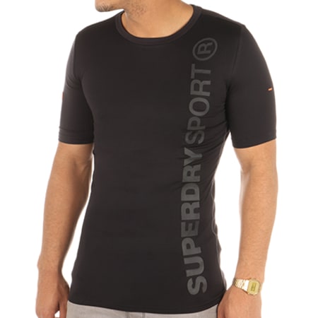 Superdry - Tee Shirt De Sport Gym Runner Noir