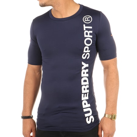 Superdry - Tee Shirt De Sport Athletic Bleu Marine 