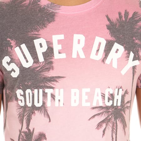 Superdry - Tee Shirt Santa Monica Photo Print Rose Floral Sunset