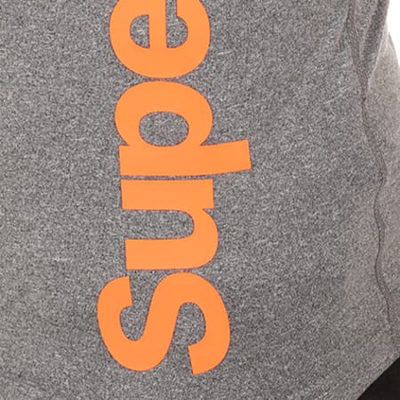 Superdry - Tee Shirt De Sport Gym Base Logo Runner Gris Chiné Orange