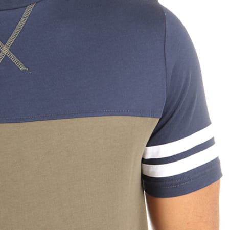 Wrung - Tee Shirt Scot Bandes Bleu Marine Vert kaki 