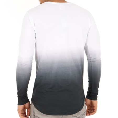 LBO - Tee Shirt Oversize Manches Longues 341 Blanc Dégradé Noir