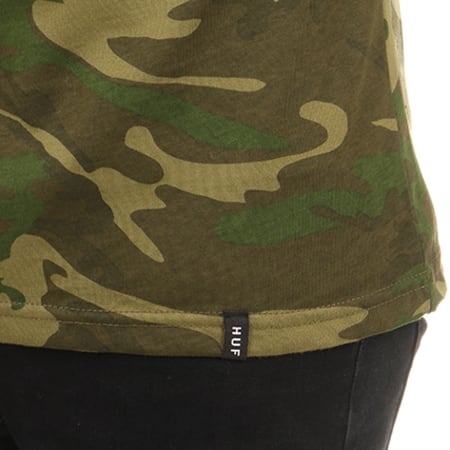 HUF - Tee Shirt Manches Longues Triple Triangle Rose Camouflage Vert Kaki 