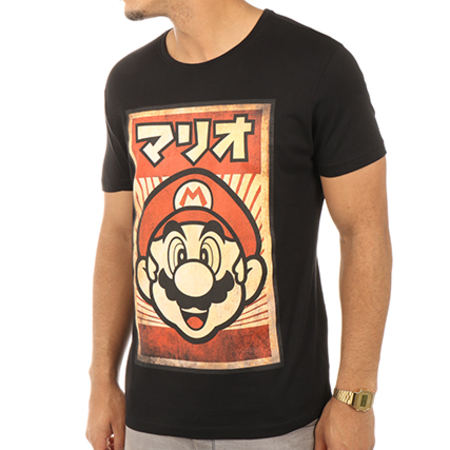 Super Mario - Tee Shirt Propaganda Poster Mario Noir