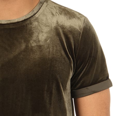 Sixth June - Tee Shirt Oversize Velours M2724CTS Vert Kaki 