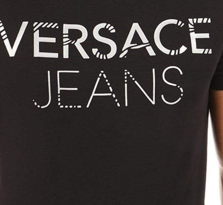 Versace Jeans Couture - Tee Shirt Flash Print Line Noir Argenté