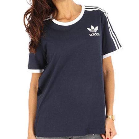 Adidas Originals - Tee Shirt Femme 3 Stripes BP9414 Bleu Marine