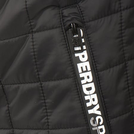 Superdry - Veste Zippée Capuche Gym Tech Hybrid Noir Gris Chiné 