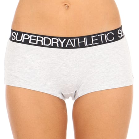 Superdry - Shorty Femme SD Athletic Gris Chiné Noir 